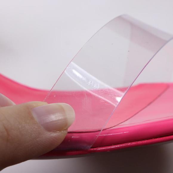 Just Nothing Pink Magnifique PVC Clear 85mm Patent Clear Mules d286 - Picture 6 of 11